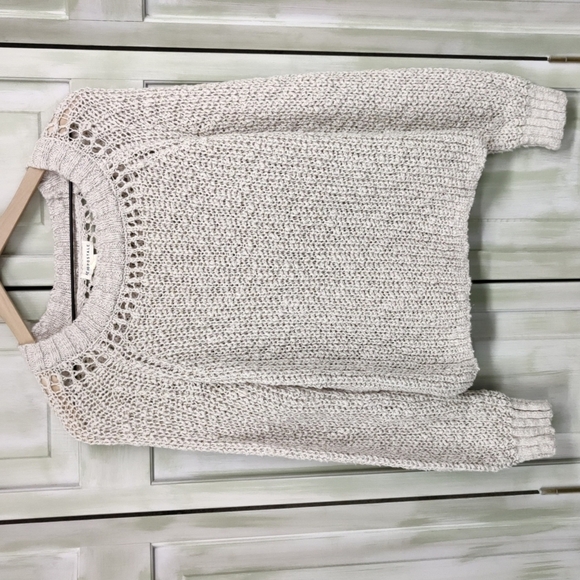 𝅺AEROPOSTALE Chunky Knit Cropped Oatmeal Colored Sweater Size XS - Picture 1 of 13